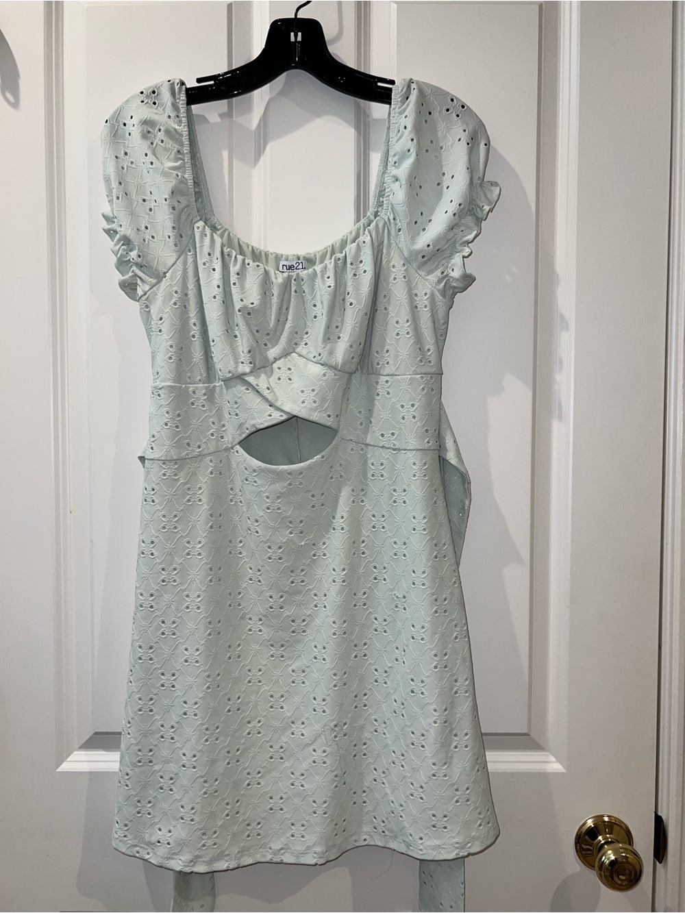 Rue21 Mint Green Eyelet Ruffle Cutout Mini Dress